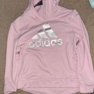 Adidas Light Pink Hoodie with Metallic Logo